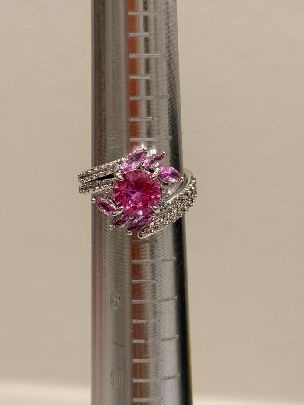 Bomb Party NWOT! Silver Ring with Pink Gemstone and Accent Stones